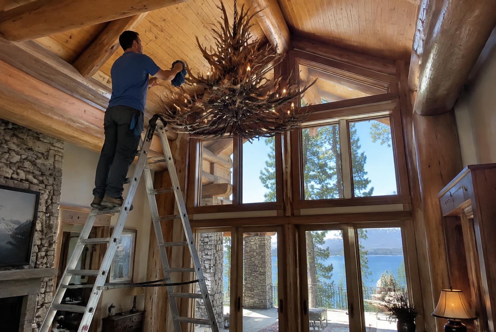 Chandelier Cleaning project from Great Basin Window Cleaning